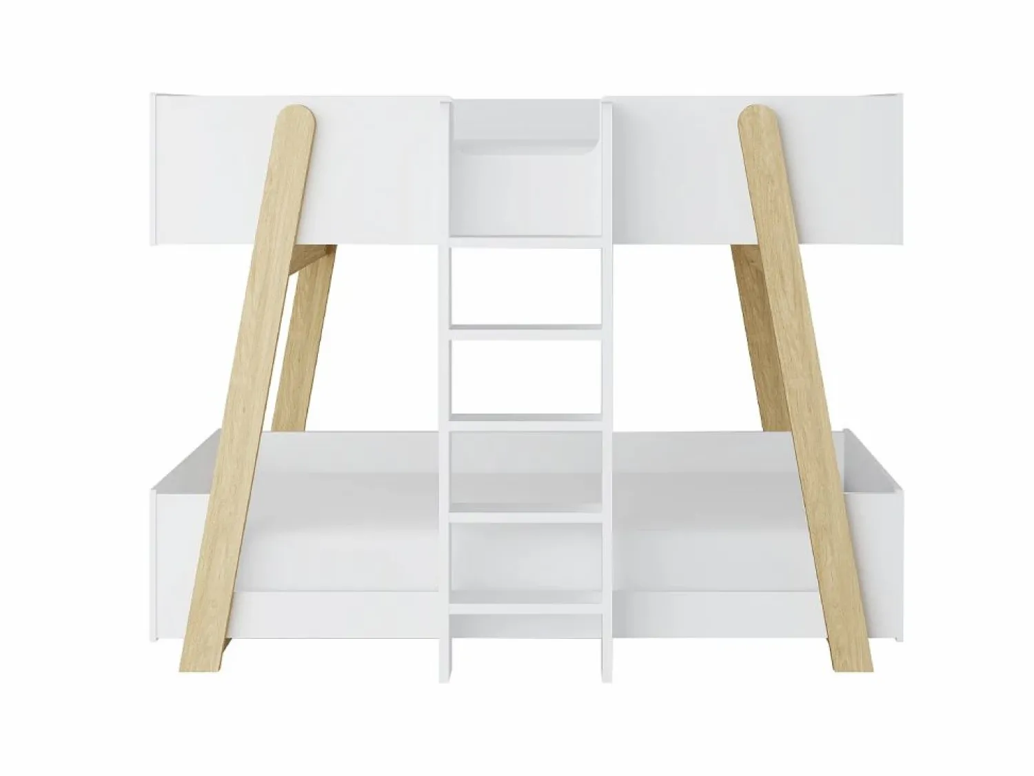 Vente-unique Litera 90 x 190 cm blanco y natural + colchón - CORODELA