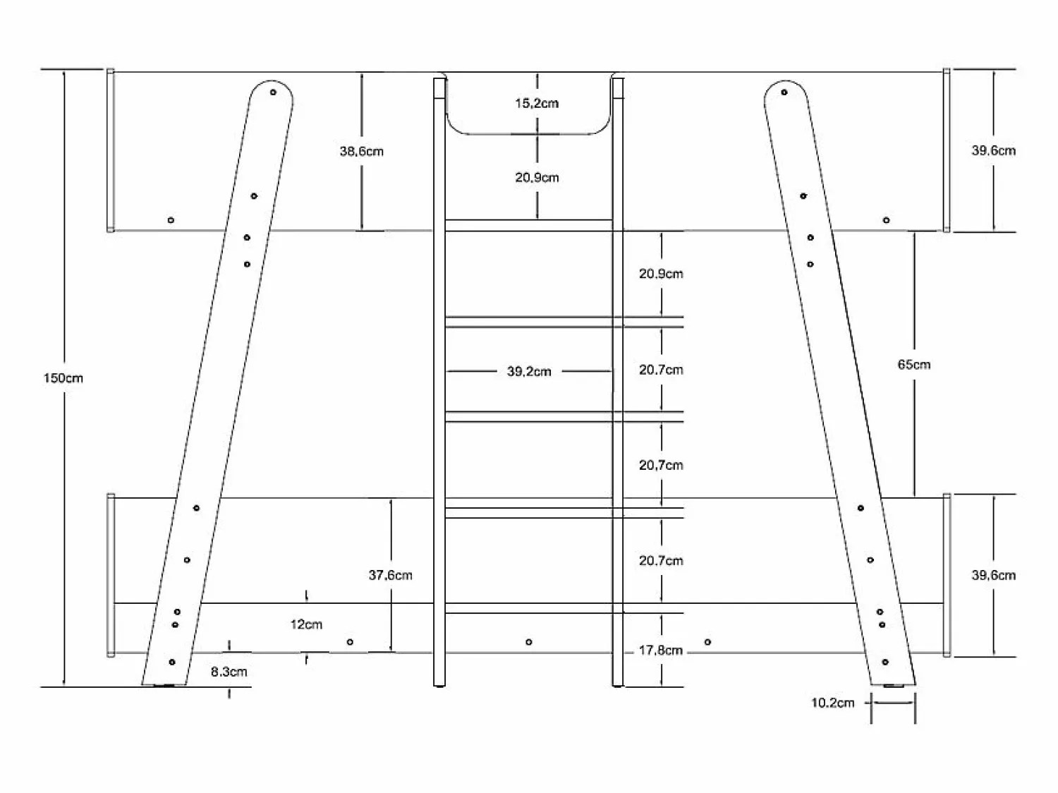 Vente-unique Litera 90 x 190 cm blanco y natural + colchón - CORODELA