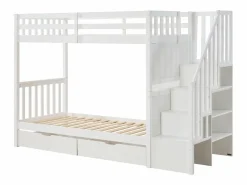 Litera 90 x 190 cm con cajones pino y MDF + colchón - ZILENI Cama Litera