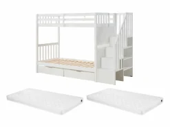 Litera 90 x 190 cm con cajones pino y MDF + colchón - ZILENI Cama Litera