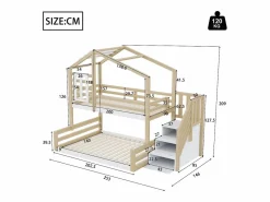 Discount Litera 90 x 200 cm y 140 x 200 cm - Cama alta con almacenaje - y blanco Cama Litera