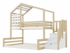 Discount Litera 90 x 200 cm y 140 x 200 cm - Cama alta con almacenaje - y blanco Cama Litera
