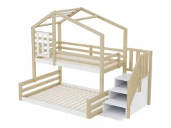 Discount Litera 90 x 200 cm y 140 x 200 cm - Cama alta con almacenaje - y blanco Cama Litera