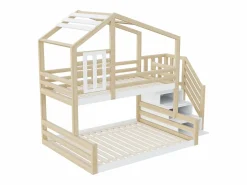 Discount Litera 90 x 200 cm y 140 x 200 cm - Cama alta con almacenaje - y blanco Cama Litera