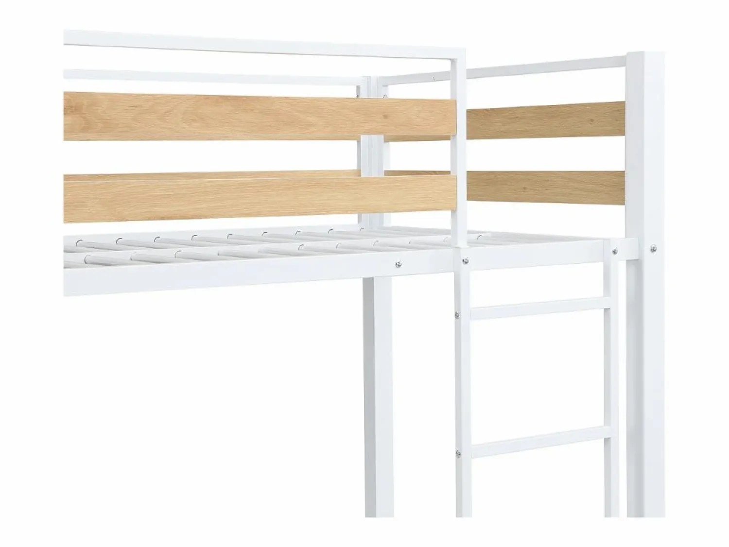 Vente-unique Litera 2 x 90 x 190 cm 1 cajón color natural y blanco + colchón - CASIDIA