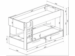Vente-unique Litera 2 x 90 x 200 cm 2 cajones blanco y natural + colchón - TINOLI