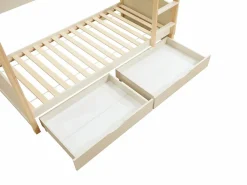 Vente-unique Litera 2 x 90 x 200 cm 2 cajones y natural + colchón - LIMODARA