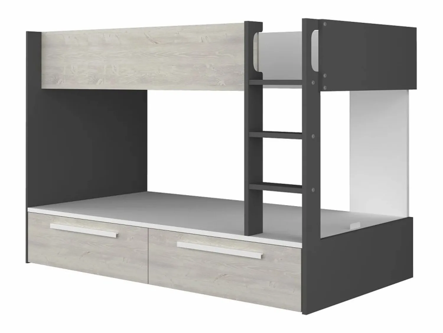 Clearance Vente-unique Litera 2 x 90 x 200 cm 2 cajones antracita, blanco y natural - TINOLI Gris antracita / Color natural claro
