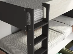 Clearance Vente-unique Litera 2 x 90 x 200 cm 2 cajones antracita, blanco y natural - TINOLI Gris antracita / Color natural claro
