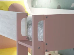 Vente-unique Litera 2 x 90 x 200 cm 2 cajones rosa, natural y blanco + colchón - TINOLI