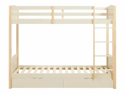 Vente-unique Litera 2 x 90 x 200 cm 2 cajones pino y MDF y natural - LIMODARA