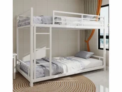 Best Litera 2 x 90 x 190 cm - Cama infantil con escalera y barandillas - metal - sin colchón Blanco