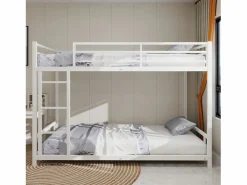 Best Litera 2 x 90 x 190 cm - Cama infantil con escalera y barandillas - metal - sin colchón Blanco