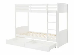 Outlet Vente-unique Litera 2 x 90 x 200 cm con 2 cajones en Pino y MDF color - LIMODARA Blanco
