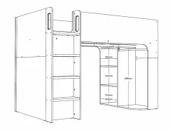 Online Litera alta 90 x 190 cm con almacenamiento - COLUMI Cama Alta|Cama Con Almacenaje