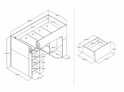 Online Litera alta 90 x 190 cm con almacenamiento - COLUMI Cama Alta|Cama Con Almacenaje