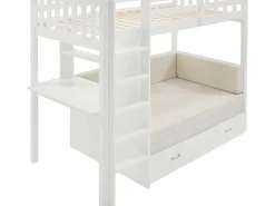 Sale Vente-unique Litera alta 90 X 190 cm con sofá convertible pino y MDF + colchón - ORPELIA Blanco