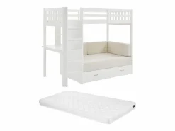 Sale Vente-unique Litera alta 90 X 190 cm con sofá convertible pino y MDF + colchón - ORPELIA Blanco