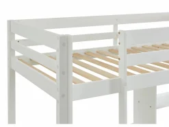 Vente-unique Litera alta 90 x 200 cm escritorio, sofá y almacenamiento de pino y MDF + colchón - GOLIATH