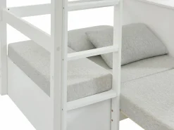 Vente-unique Litera alta 90 x 200 cm escritorio, sofá y almacenamiento de pino y MDF + colchón - GOLIATH