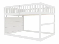 Best Litera baja 140x200 cm con almacenaje, barrera de seguridad alta, madera blanca (247x145x135,5cm) Cama Litera