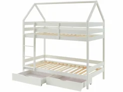 Vente-unique Litera cabaña 2 cajones 2 x 90 x 190 cm de pino macizo con colchón - CHORI