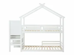 Hot Vente-unique Litera cabaña 90 x 190 cm en pino y MDF color + colchón - TALETY Blanco