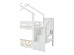 Hot Vente-unique Litera cabaña 90 x 190 cm en pino y MDF color + colchón - TALETY Blanco