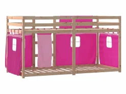 Sale vidaxl Litera con cortinas madera maciza de pino 75x190 cm Rosa