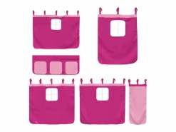 Sale vidaxl Litera con cortinas madera maciza de pino 75x190 cm Rosa