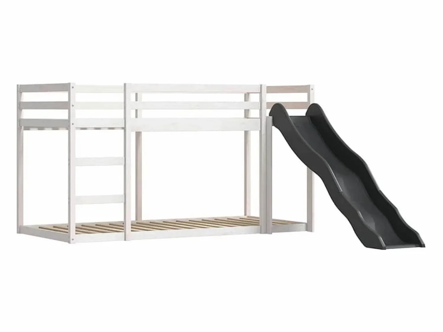vidaxl Litera con tobogán y cortinas blanco y 90x200 cm