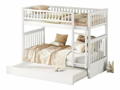 Litera de 90 x 200 cm - con cama nido - barandillas altas de seguridad - blanca