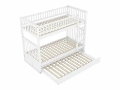 Litera de 90 x 200 cm - con cama nido - barandillas altas de seguridad - blanca