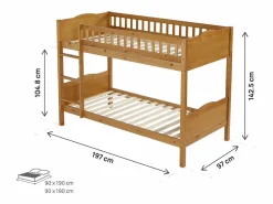 Discount Habitat et jardin Litera de madera "Gabriel" - 90 x 190 cm - Marrón Marru00f3n