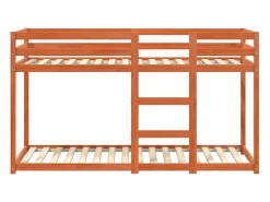 vidaxl Litera de madera maciza de pino marrón cera 90x190 cm