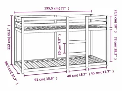 Clicnbuy Litera de madera maciza de pino 75x190 cm