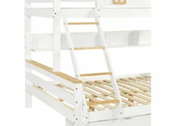 ModernLuxe Litera de madera 90x200cm + 140x200cm - con escalera y 2 cajones - y Natural