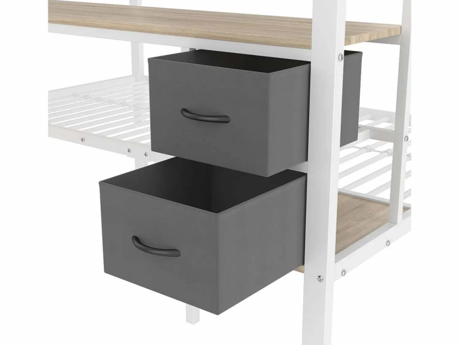 Clearance Hauss Spole Litera de 90x200 cm y 140x200 cm con 2 cajones, escritorio, LED y puertos USB, blanca Blanco