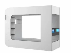 Best Vente-unique Litera gamer 90 x 200 cm con escritorio LEDs Antracita y rojo + colchón - WARRIOR Gris antracita / Blanco