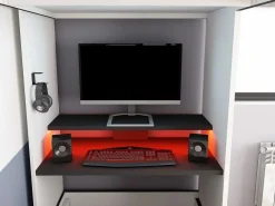 Best Litera gamer 90 x 200 cm escritorio y organizadores LEDs blanco y antracita - WARRIOR Cama Alta