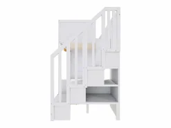 Hot Merax Litera infantil - 2 x 90 x 200 cm - con cajones + escalera de almacenaje + escritorio - pino macizo - Blanco
