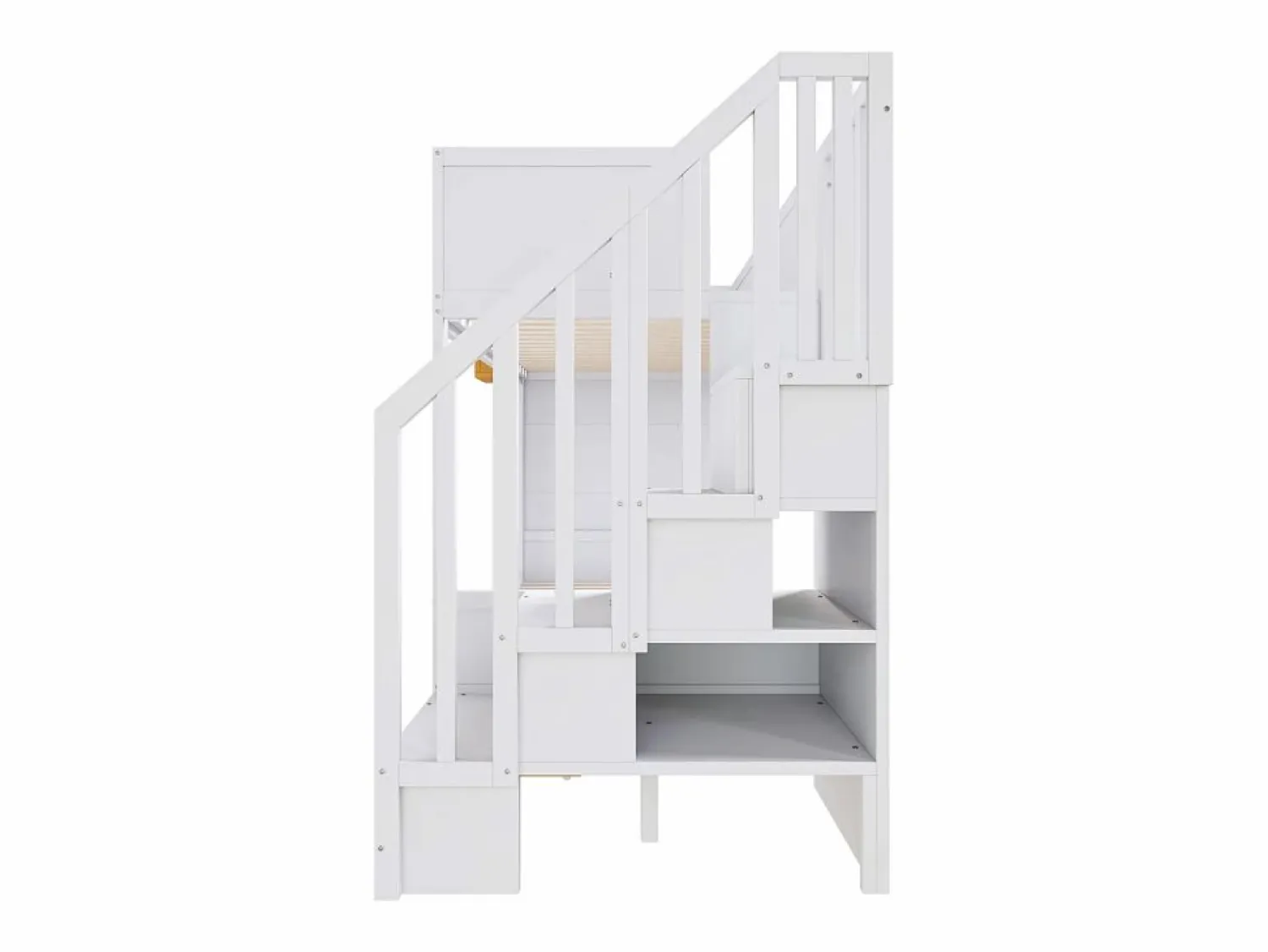 Hot Merax Litera infantil - 2 x 90 x 200 cm - con cajones + escalera de almacenaje + escritorio - pino macizo - Blanco
