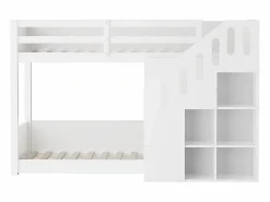 ModernLuxe Litera infantil - 2x90x200 cm - con taquilla y barandilla - (sin colchón)