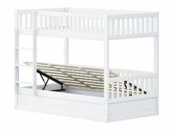 New Litera infantil 90x200cm, blanca, con almacenaje hidráulico, estructura de cama incluida (sin colchón) Cama Litera