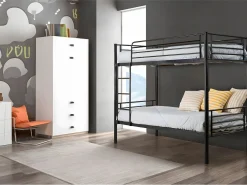Outlet Saldosystocks Litera Metalica Doble Cama 90cm AS-110 Blanco