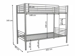 Outlet Saldosystocks Litera Metalica Doble Cama 90cm AS-110 Blanco