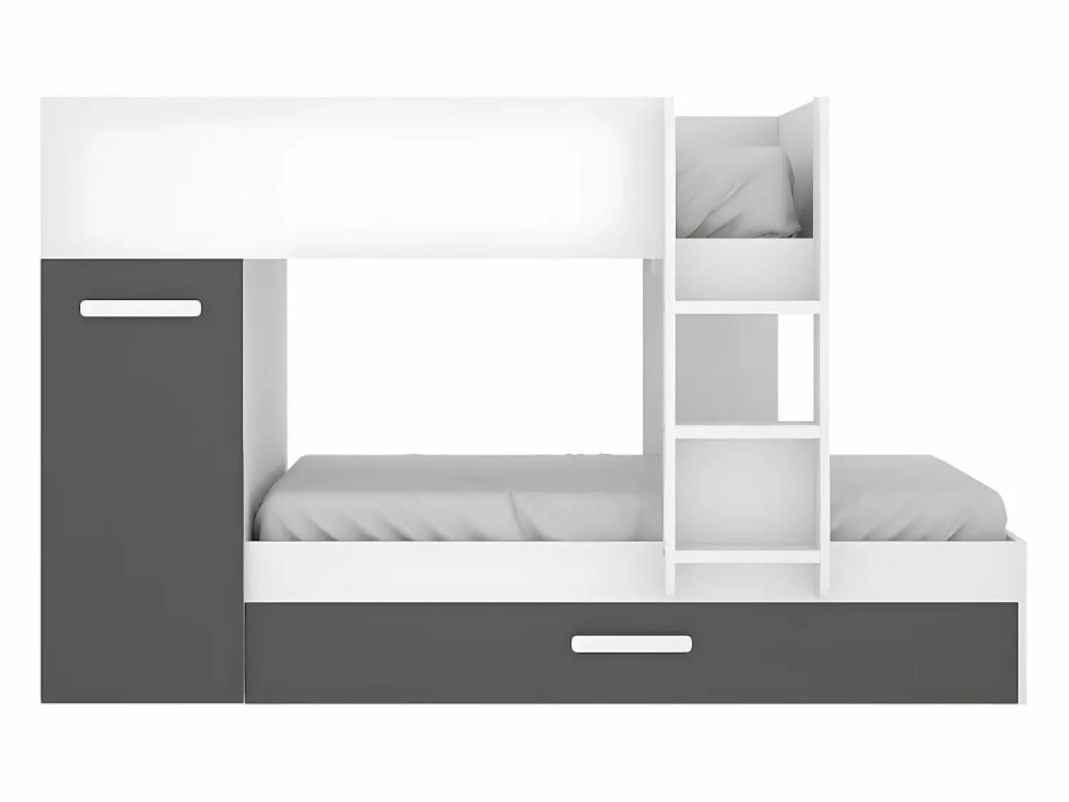 Online Litera nido 3 x 90 x 190 cm armario de compartimentos blanco y antracita. ANTHONY Cama Nido|Cama Litera