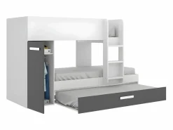 Online Litera nido 3 x 90 x 190 cm armario de compartimentos blanco y antracita. ANTHONY Cama Nido|Cama Litera