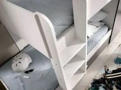 Litera nido y armario 3 x 90 x 190 cm blanco y antracita con colchón ANTHONY Cama Nido|Cama Litera