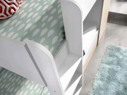 Hot Litera nido y armario 3 x 90 x 190 cm blanco y natural con colchón. ANTHONY Cama Nido|Cama Litera